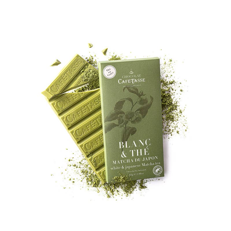 Witte chocoladereep met matcha smaak