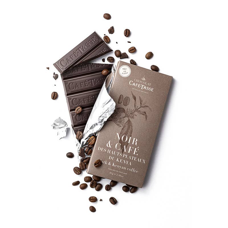 Zwarte chocoladereep met koffiesmaak
