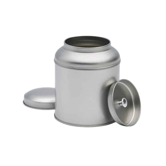 Rond theeblik met binnendeksel en buitendeksel