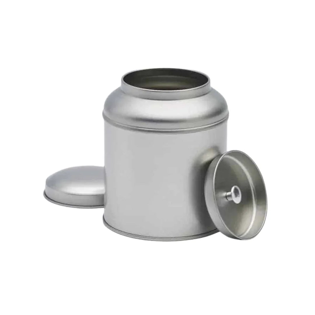 Rond theeblik met binnendeksel en buitendeksel