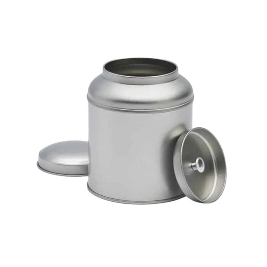 Rond theeblik met binnendeksel en buitendeksel