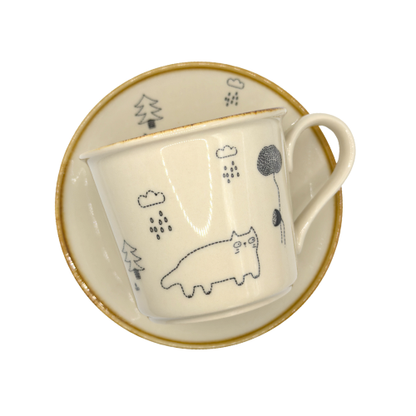 Koffiekop met kattentekeningen