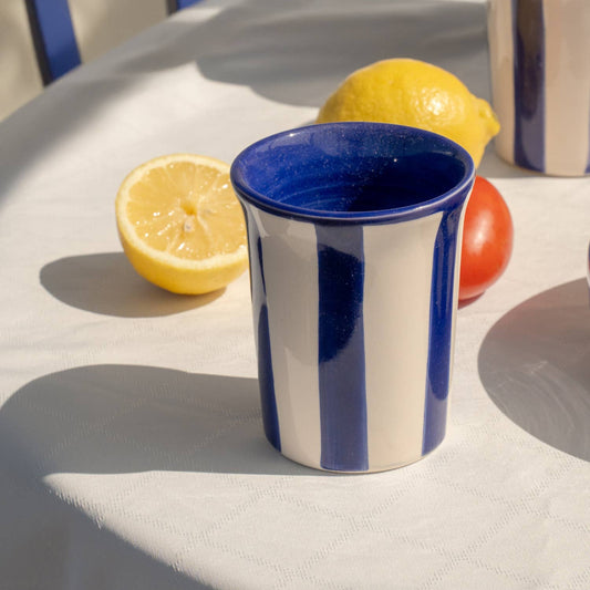 Zomerse beker blauw witte strepen