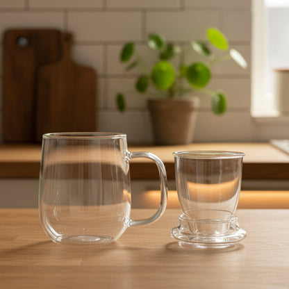 Glazen theetas met filter