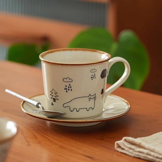 koffiekop met kattentekeningen