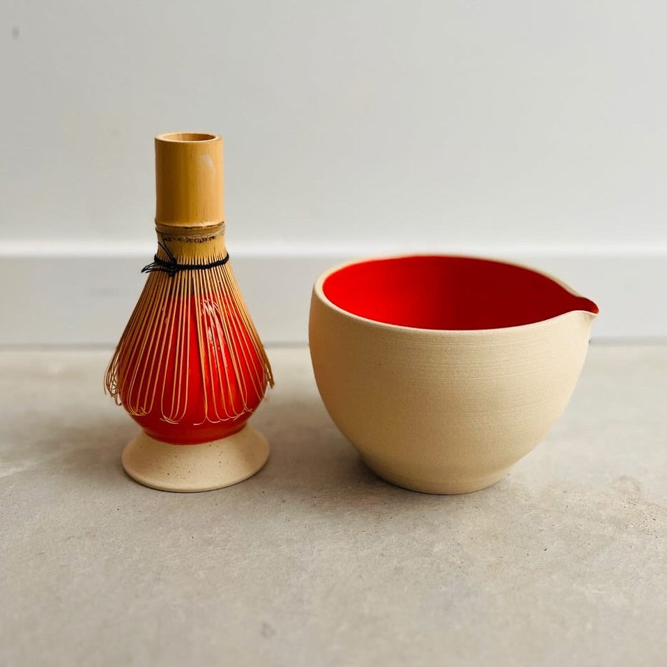 Retro oranje matcha set